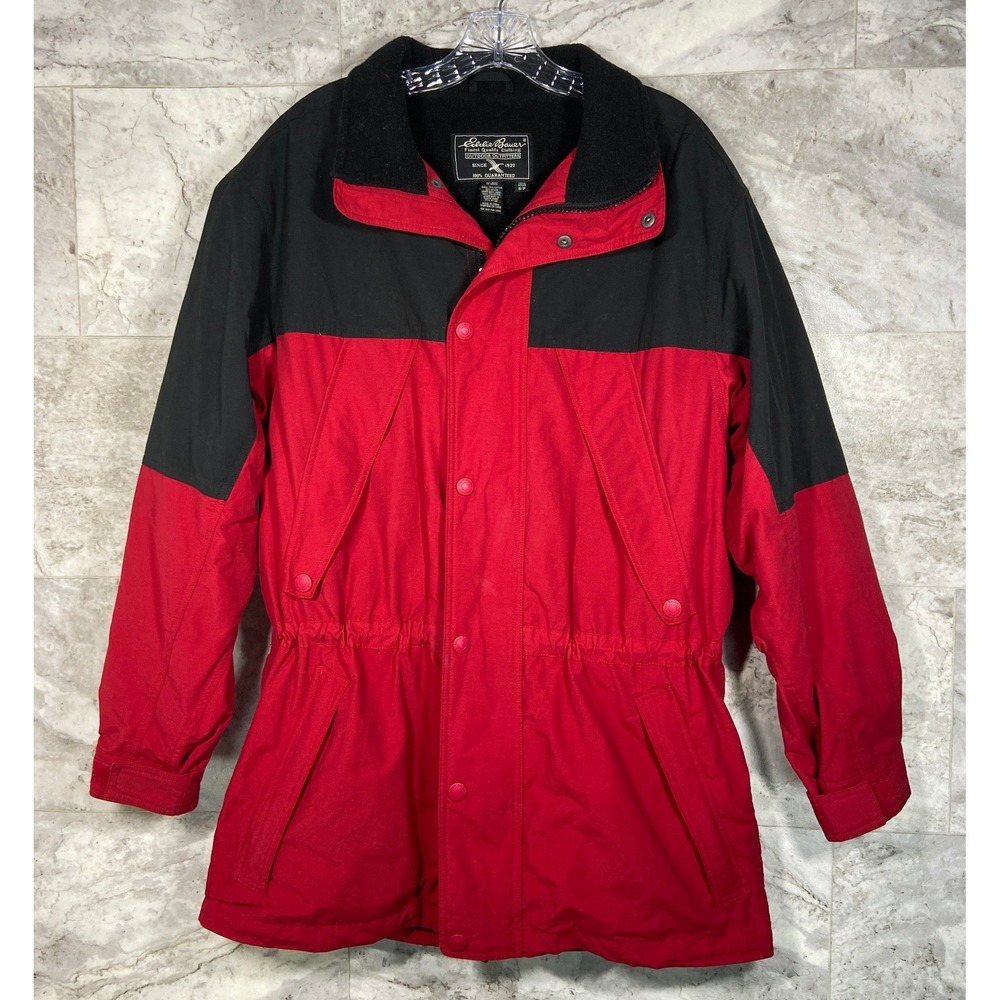 Eddie Bauer Men's Coat Red & Black Colorblock Outdoor Outfitters Jacket Sz S‎
